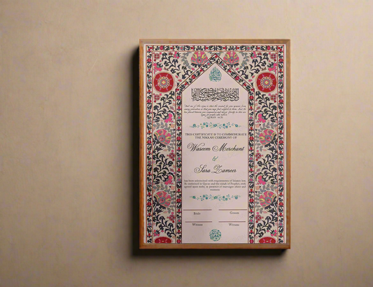 Wedding Nikah Nama - Red Floral Pattern - Premium Paper | Nikahnama | Keepsake Memory for Couples, Wedding, Anniversary, Gifts for Him & Her