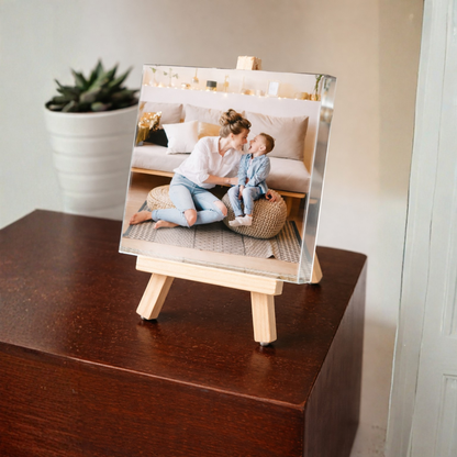 Personalized Acrylic Photo Block, Photo Stand | Gifts for Him & Her | Family Photo Desk | Desk Accessories