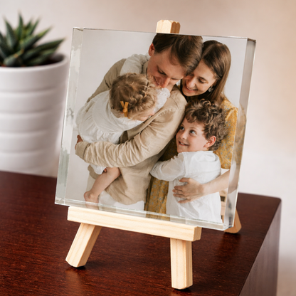 Personalized Acrylic Photo Block, Photo Stand | Gifts for Him & Her | Family Photo Desk | Desk Accessories