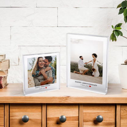 Personalized Acrylic Photo Transparent Message Block, Family Photo Message Stand | Gifts for Him & Her