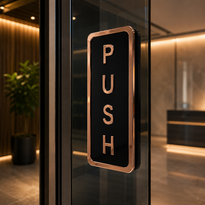 Raised Push Pull Signs in Acrylic