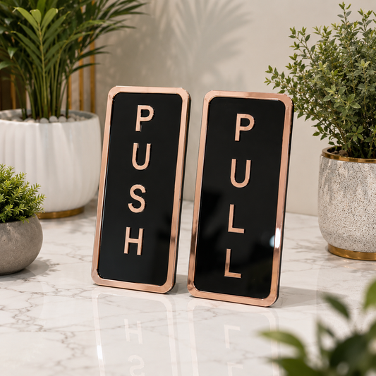 Raised Push Pull Signs in Acrylic