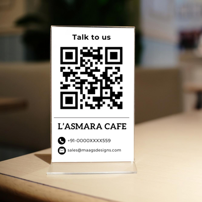 Talk to Us - QR Code Stand for Business, Shops, Restaurants and Office