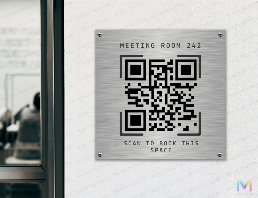 Scan-Me - QR Code Frame (Stainless Steel) } For Homes Office, Shops, Meeting Rooms