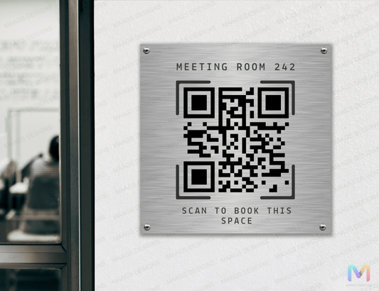 Scan-Me - QR Code Frame (Stainless Steel) } For Homes Office, Shops, Meeting Rooms