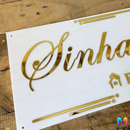 Raised Letter Gold in White Plate - Name Plate (Acrylic)
