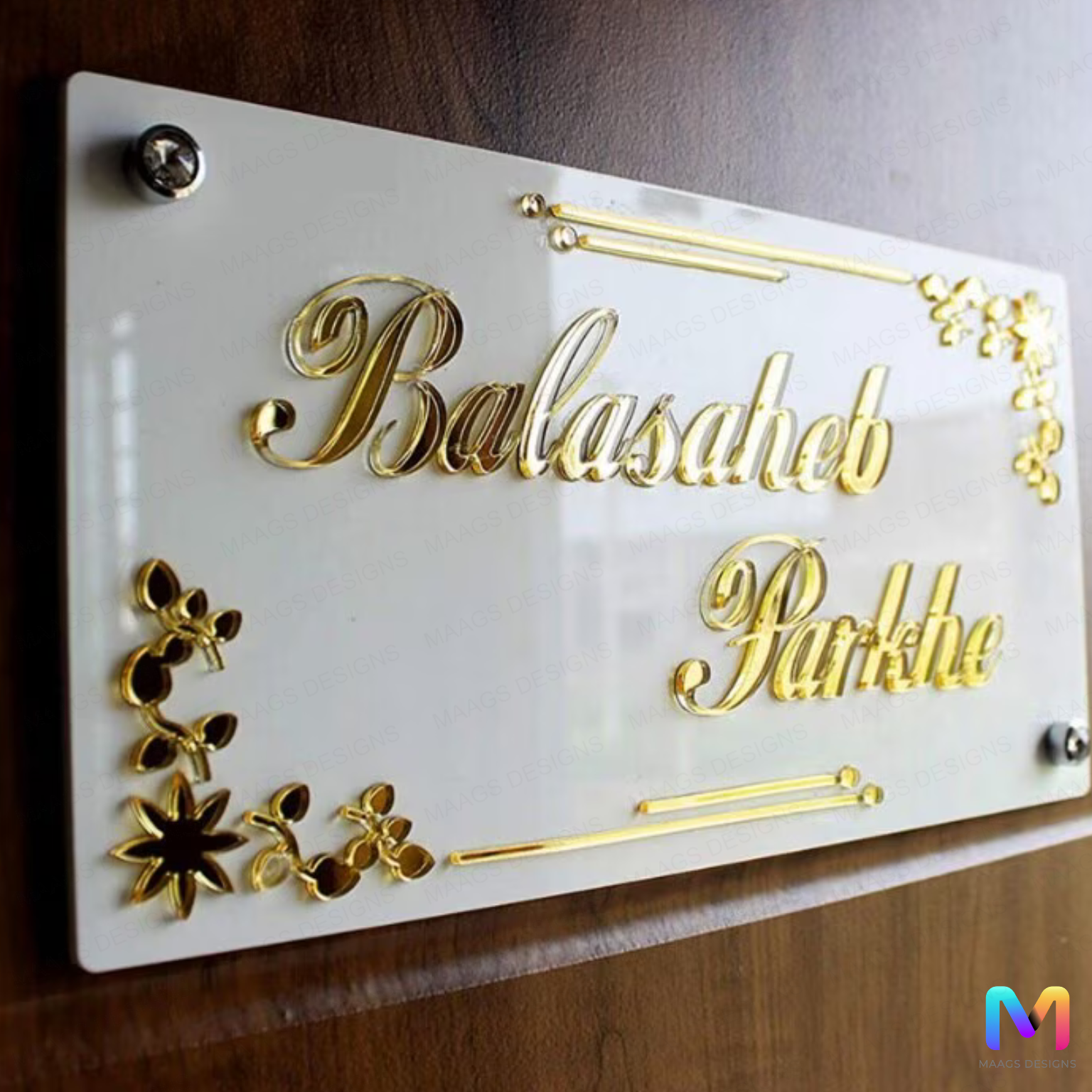 Golden Bloom Plate - Name Plate (Acrylic)