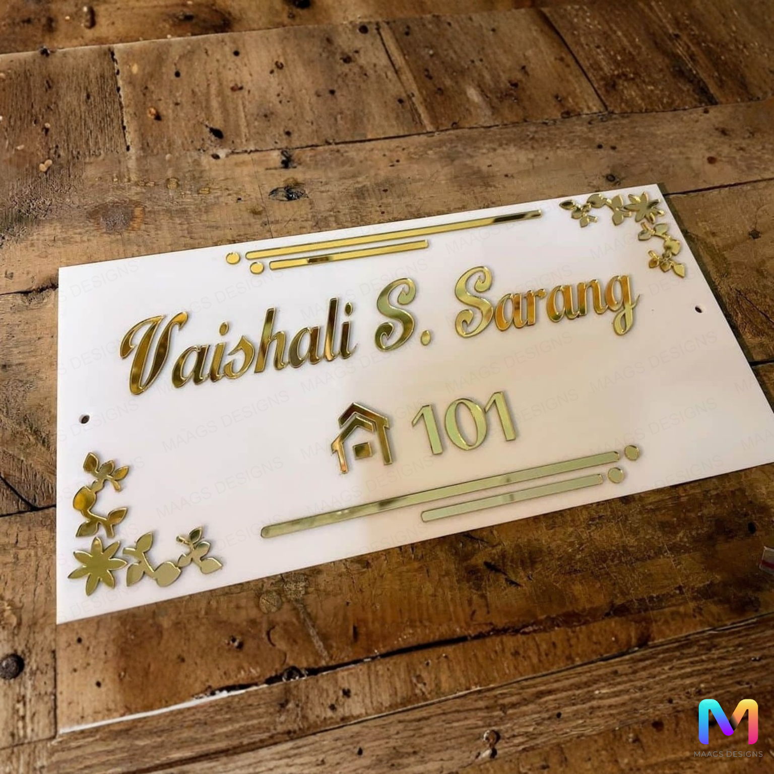 Golden Bloom Plate - Name Plate (Acrylic)