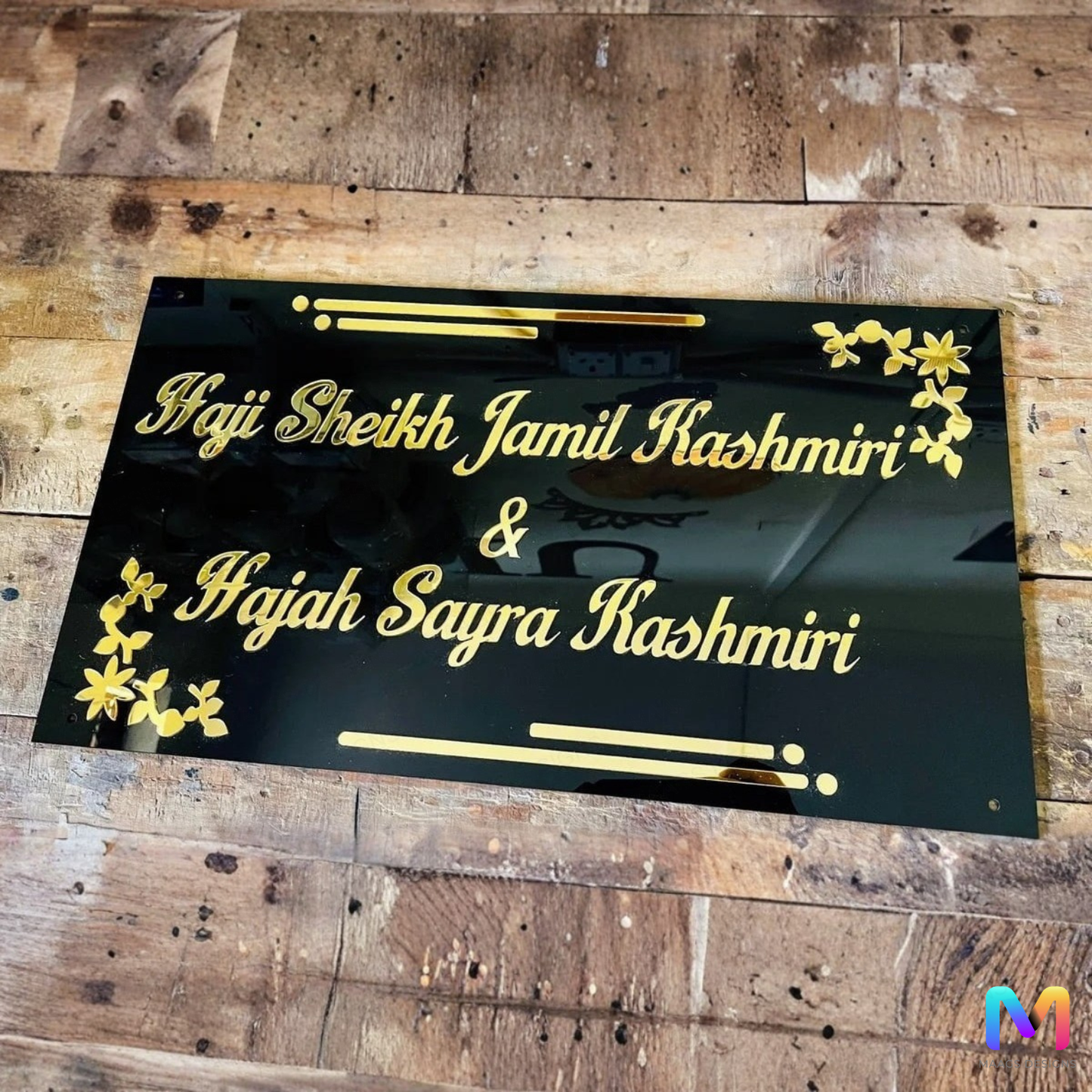 Golden Bloom Plate - Name Plate (Acrylic)