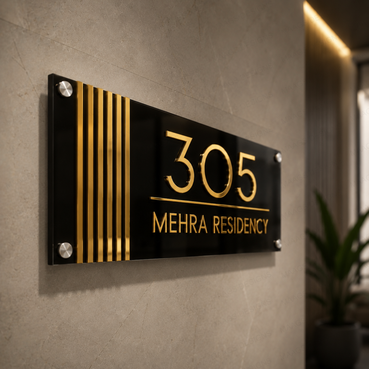 Monochrome Luxe - Raised Letter House Name Plate