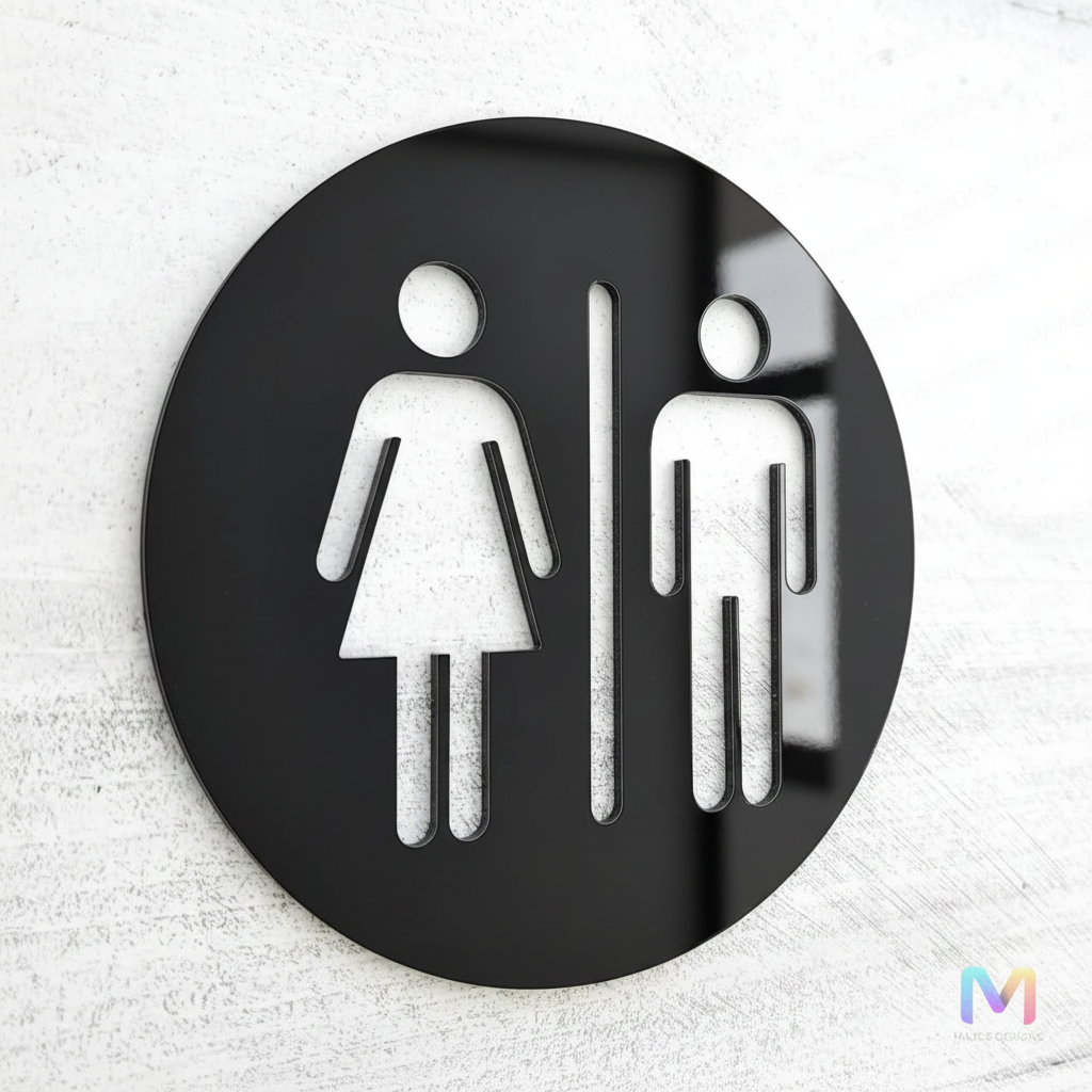 Washroom Sign Boards in Acrylic | Restroom Signages Acrylic: Glossy Black