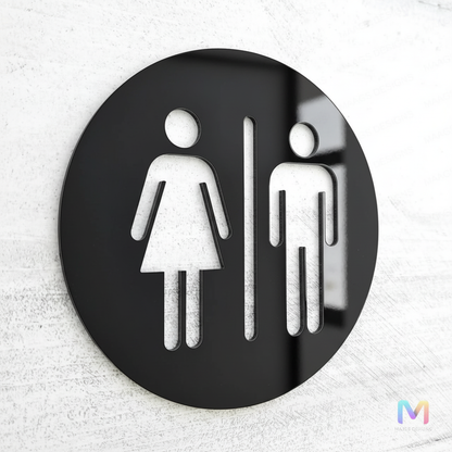 Washroom Sign Boards in Acrylic | Restroom Signages Acrylic: Glossy Black
