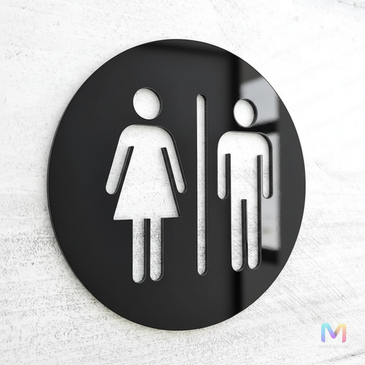 Washroom Sign Boards in Acrylic | Restroom Signages Acrylic: Glossy Black