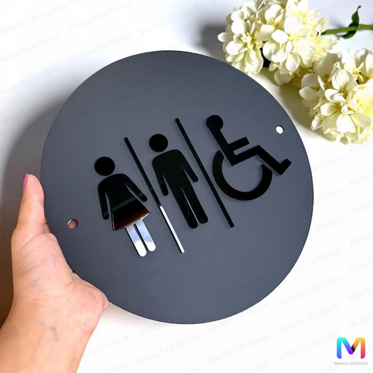 BlackOrbit Restroom Sign in Acrylic