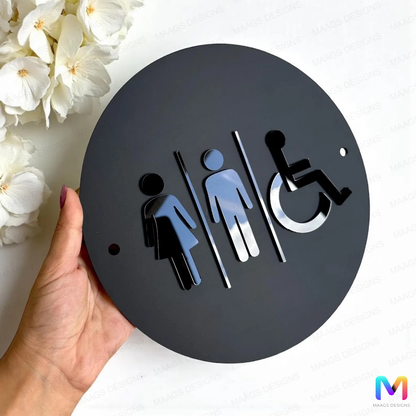 BlackOrbit Restroom Sign in Acrylic