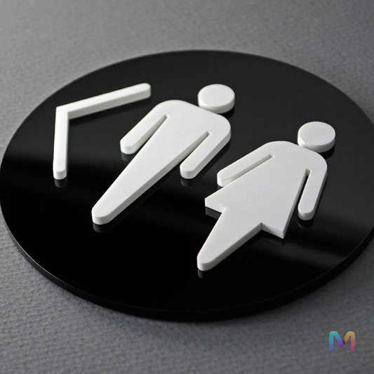 LuxeRound Restroom Sign Boards in Acrylic
