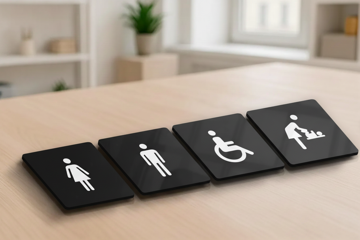 Restroom Signages in Acrylic Acrylic: Matte Black