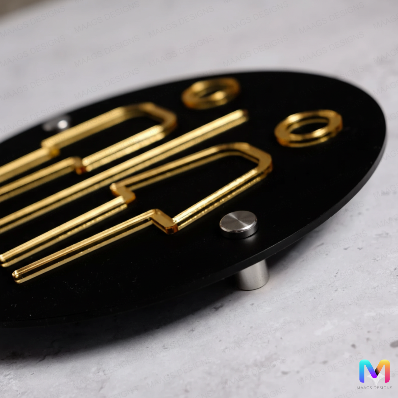 Restroom Sign in Acrylic Acrylic: Gold in Black