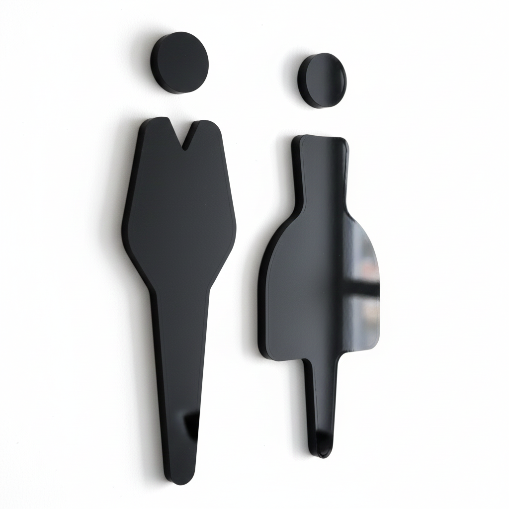 Restroom Sign Boards Noir in Acrylic Acrylic: Glossy Black