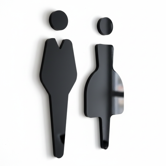 Restroom Sign Boards Noir in Acrylic Acrylic: Glossy Black