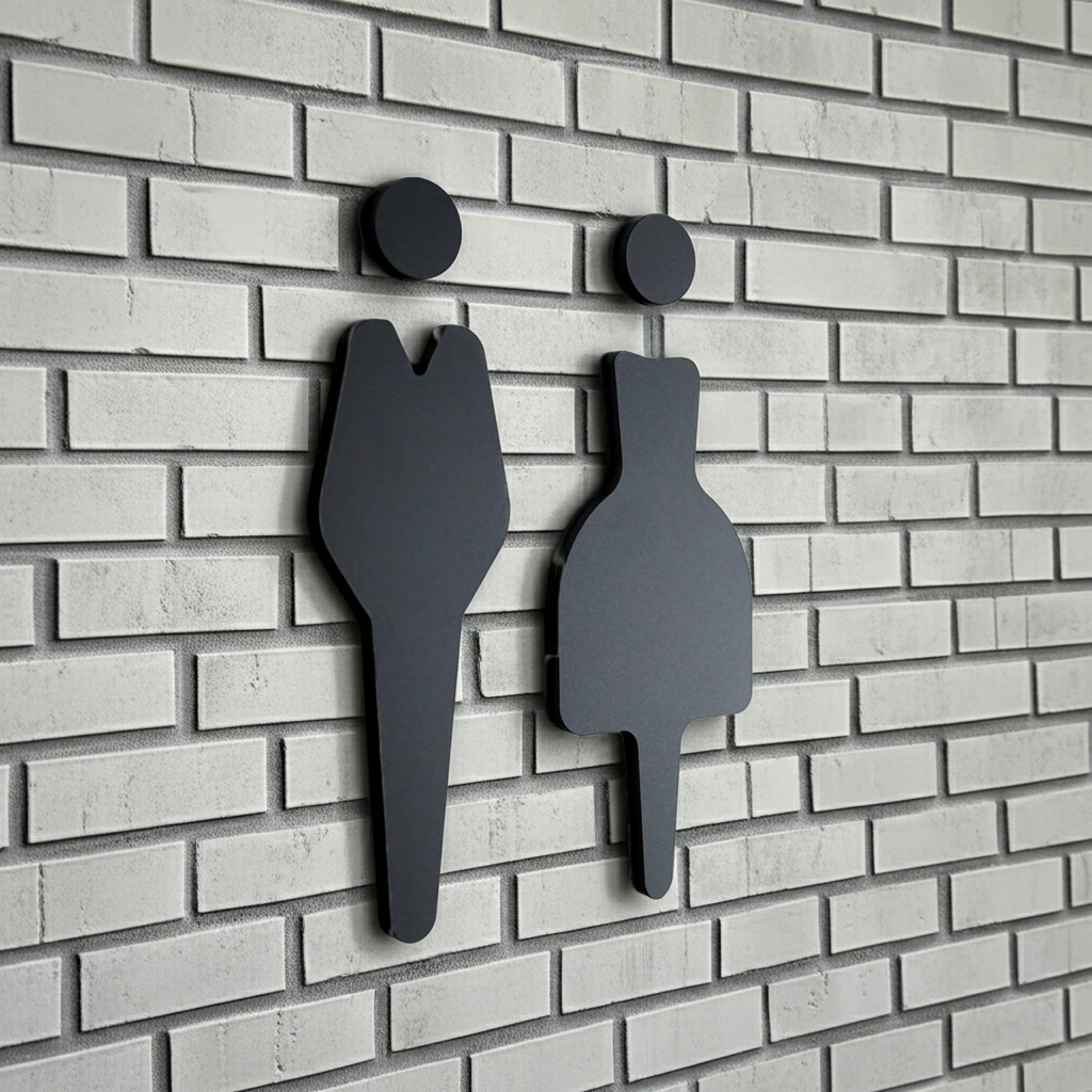 Restroom Sign Boards Noir in Acrylic