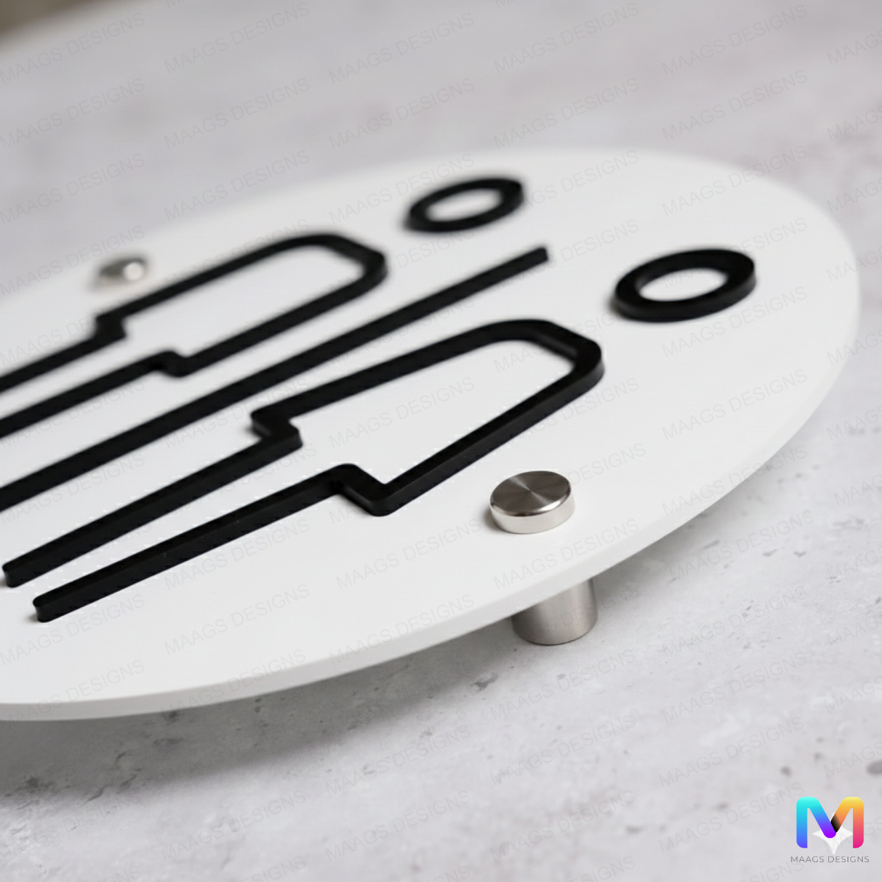 Restroom Sign in Acrylic Acrylic: Black in White