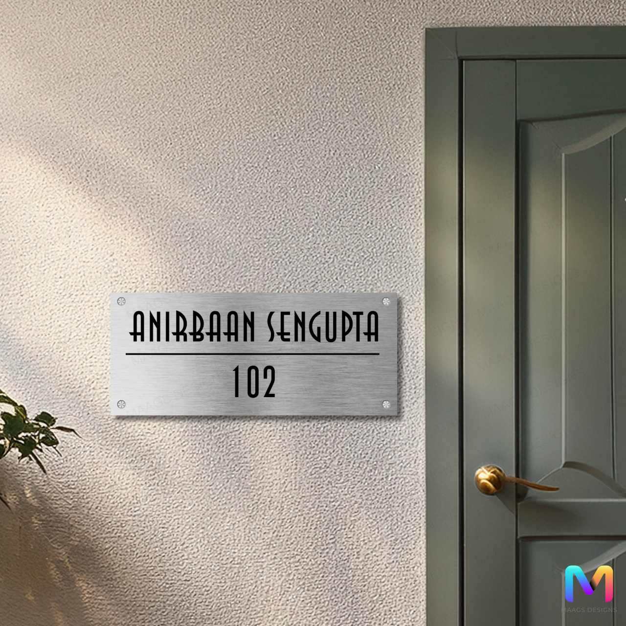 Anna Grove Name Plate - Stainless Steel Name Plate for Home