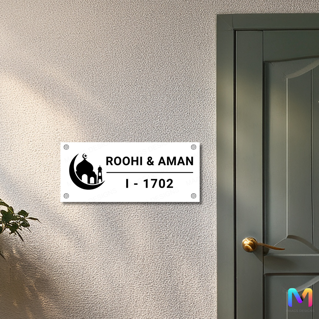 Ethnic Collection - Minaret Crescent - Islamic Name Plate (Acrylic)