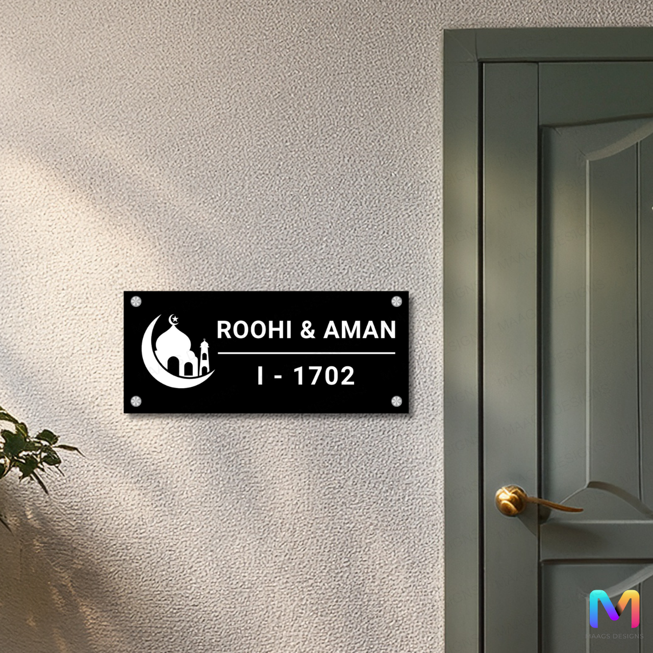 Ethnic Collection - Minaret Crescent - Islamic Name Plate (Acrylic)