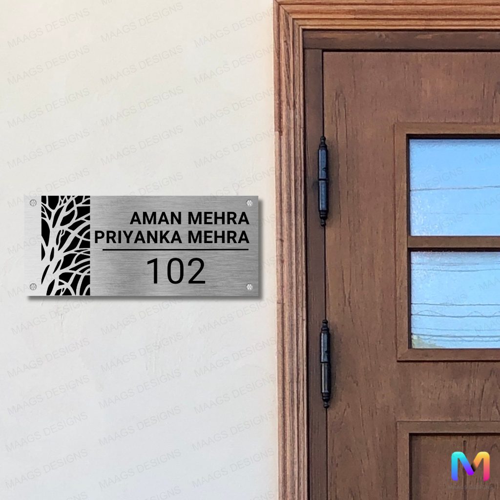 Silver Grove Name Plate - Stainless Steel Name Plate for Home