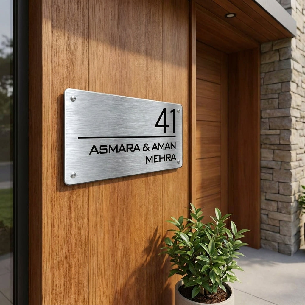 Simply Steel - House Name Plate (Steel) | Premium Custom Name Plate for Home