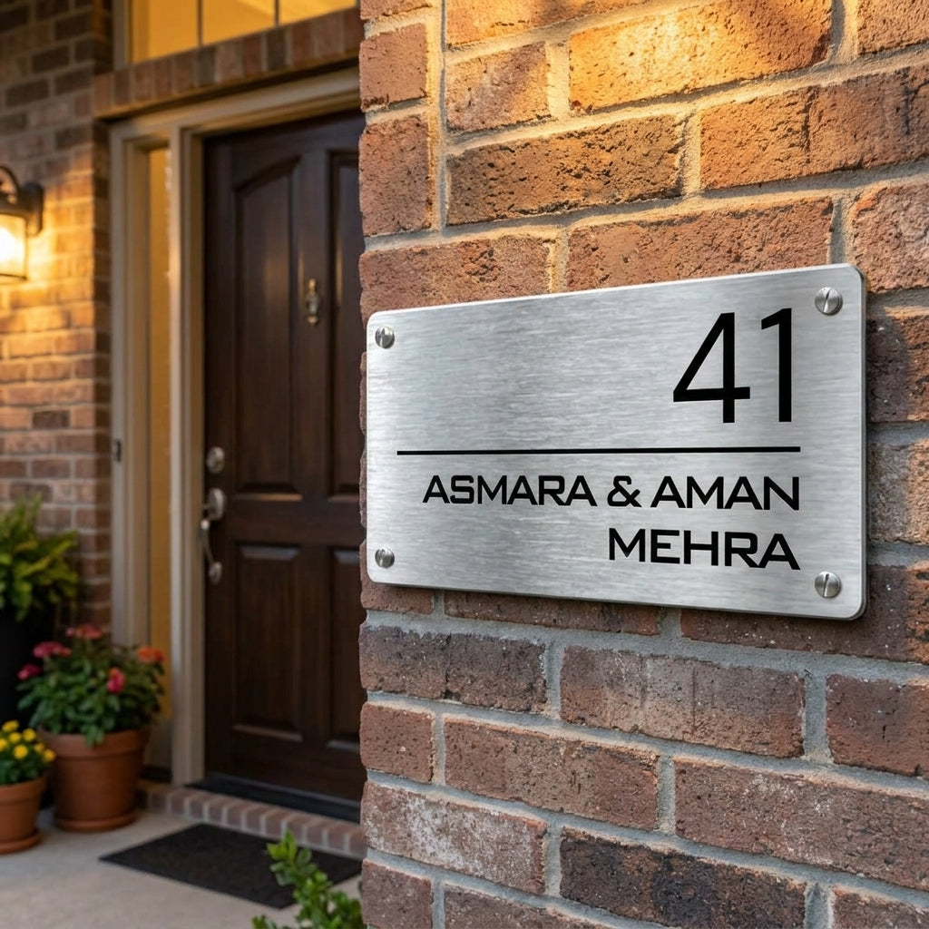 Simply Steel - House Name Plate (Steel) | Premium Custom Name Plate for Home