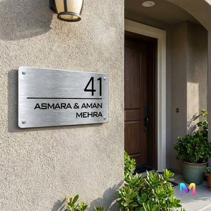 Simply Steel - House Name Plate (Steel) | Premium Custom Name Plate for Home Stainless Steel Stainless Steel: Natural