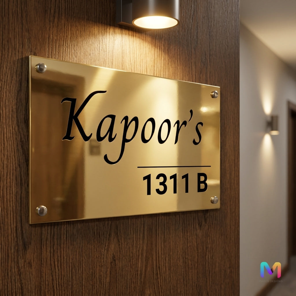 Family Legacy Name Plate (Gold Stainless Steel Name Plate), Gold Name Plate for Home Stainless Steel: Mirror Gold