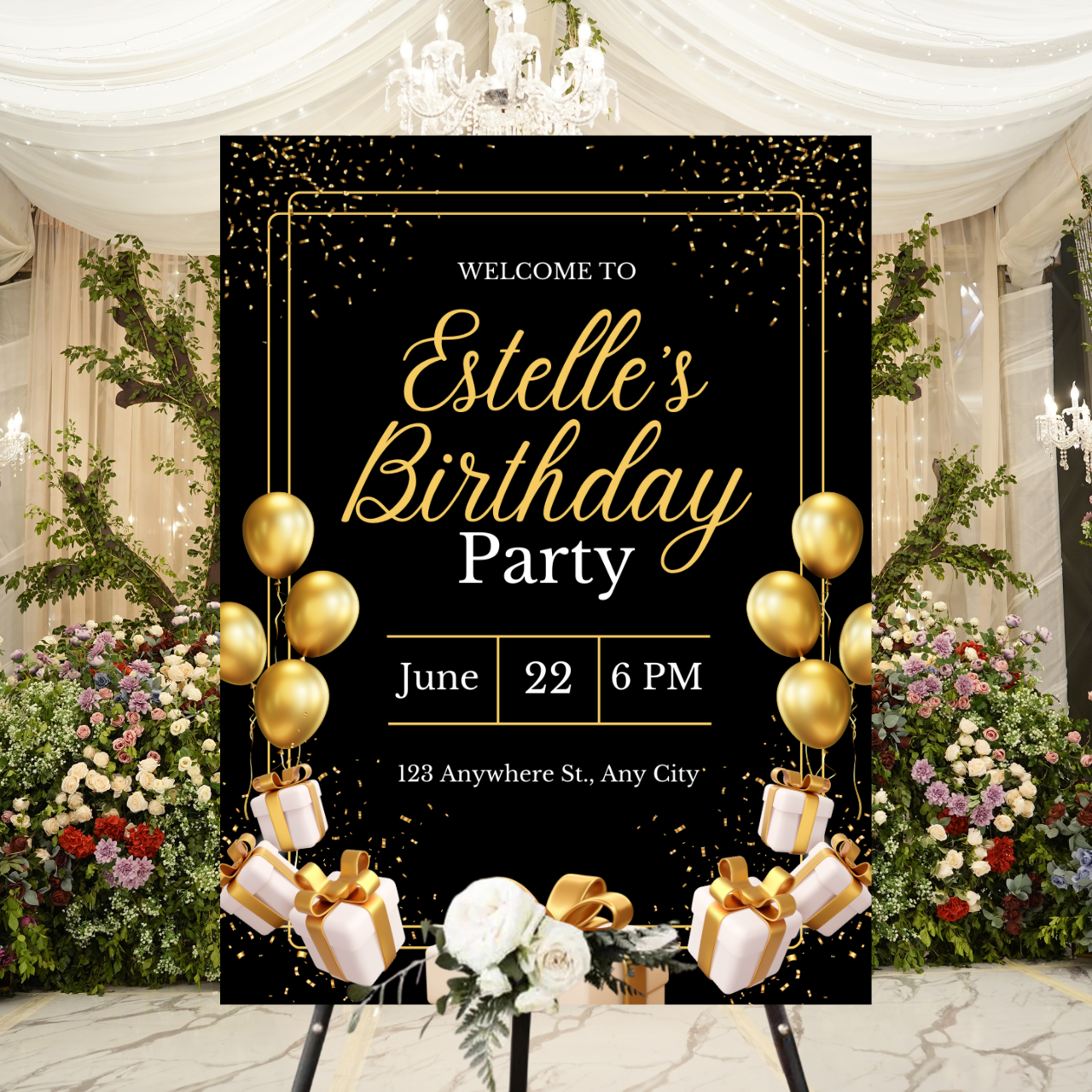 Birthday Welcome Banner - B05 | Chalkboard Banner | Easel Banner