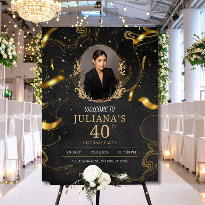 Birthday Welcome Banner - B02 | Chalkboard Banner | Easel Banner