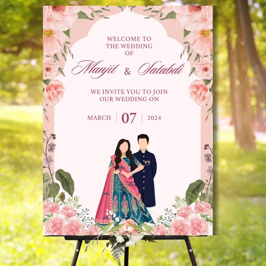 Wedding Welcome Banner (Without Stand) - Design #19 | Chalkboard Banner | Easel Banner