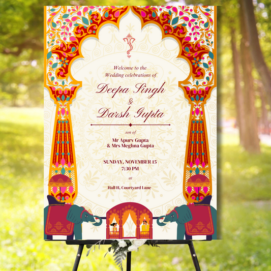 Wedding Welcome Banner (Without Stand) - Design #23 | Chalkboard Banner | Easel Banner