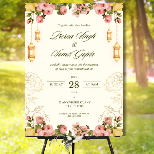 Wedding Welcome Banner (Without Stand) - Design #03 | Chalkboard Banner | Easel Banner