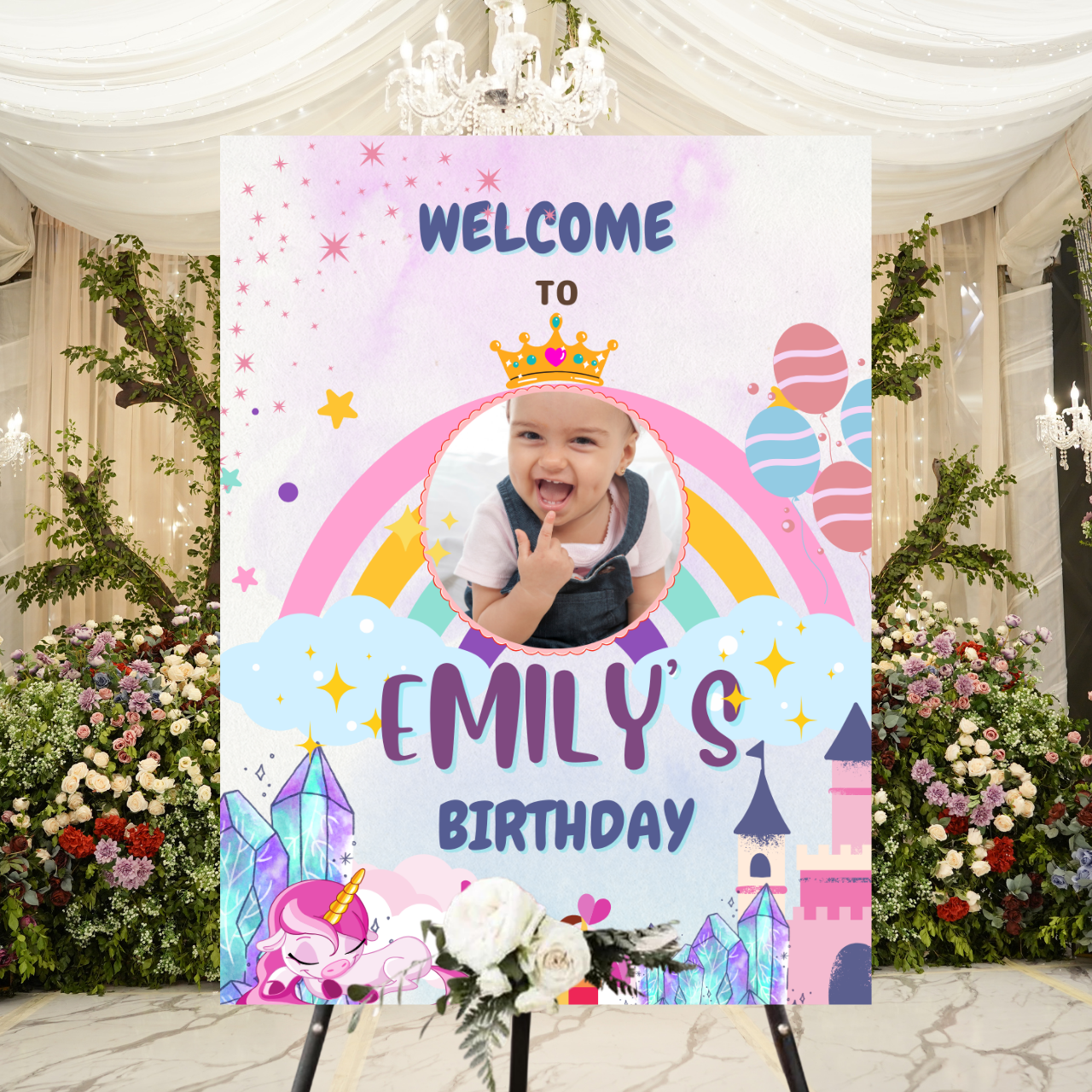 Birthday Welcome Banner - B18 | Chalkboard Banner | Easel Banner