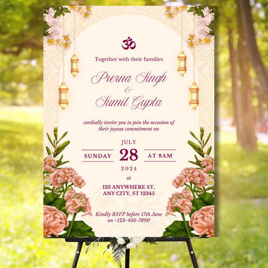 Wedding Welcome Banner (Without Stand) - Design #08 | Chalkboard Banner | Easel Banner