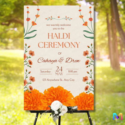 Haldi Welcome Banner (Without Stand) - Design #26 | Chalkboard Banner | Easel Banner