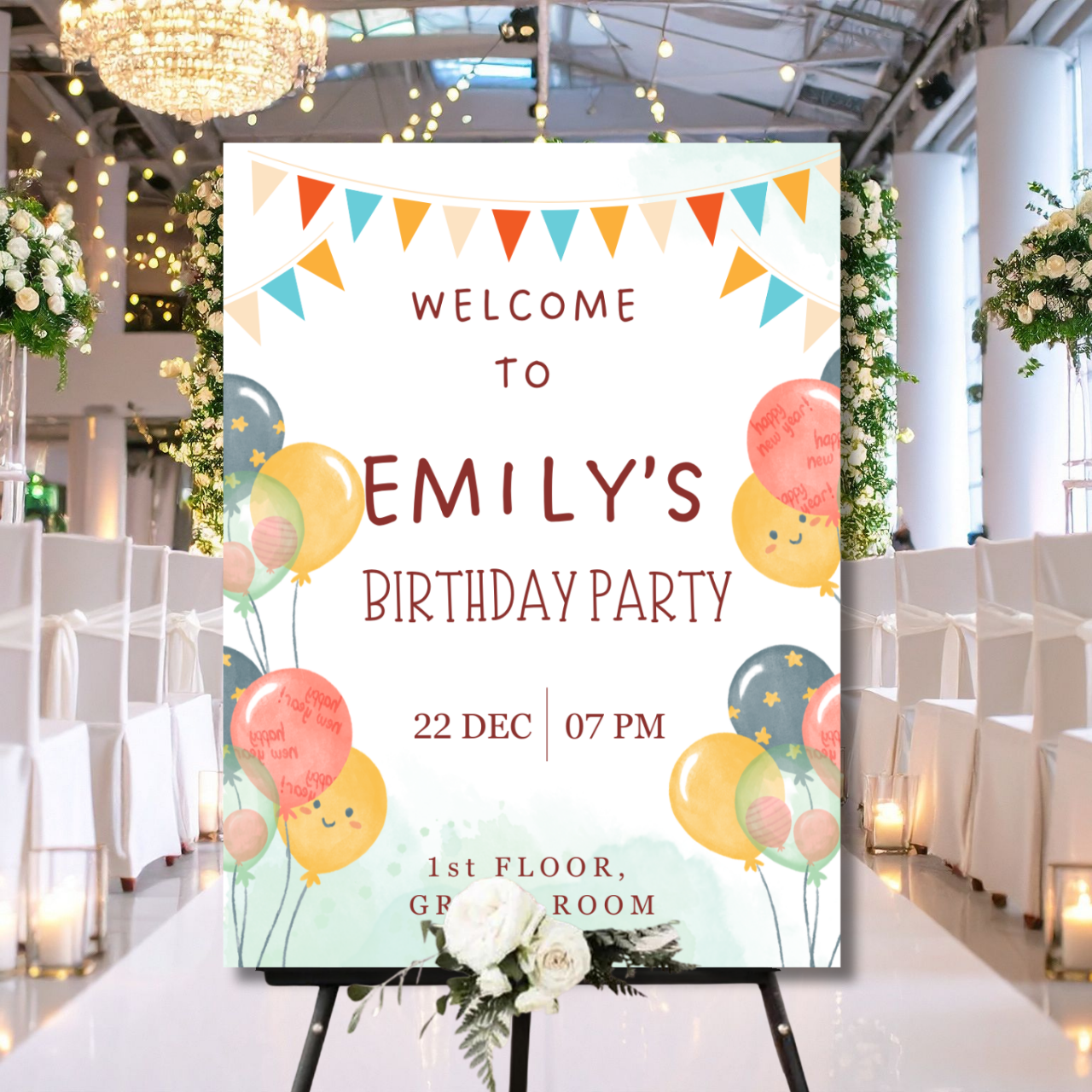 Birthday Welcome Banner - B14 | Chalkboard Banner | Easel Banner