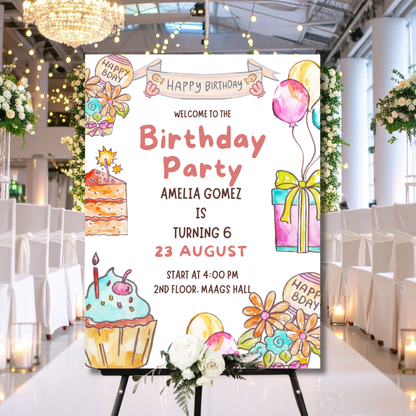 Birthday Welcome Banner - B15 | Chalkboard Banner | Easel Banner