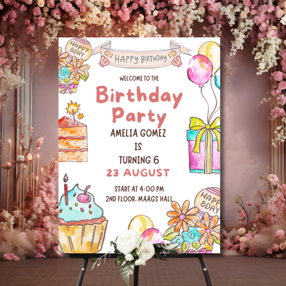 Birthday Welcome Banner - B15 | Chalkboard Banner | Easel Banner