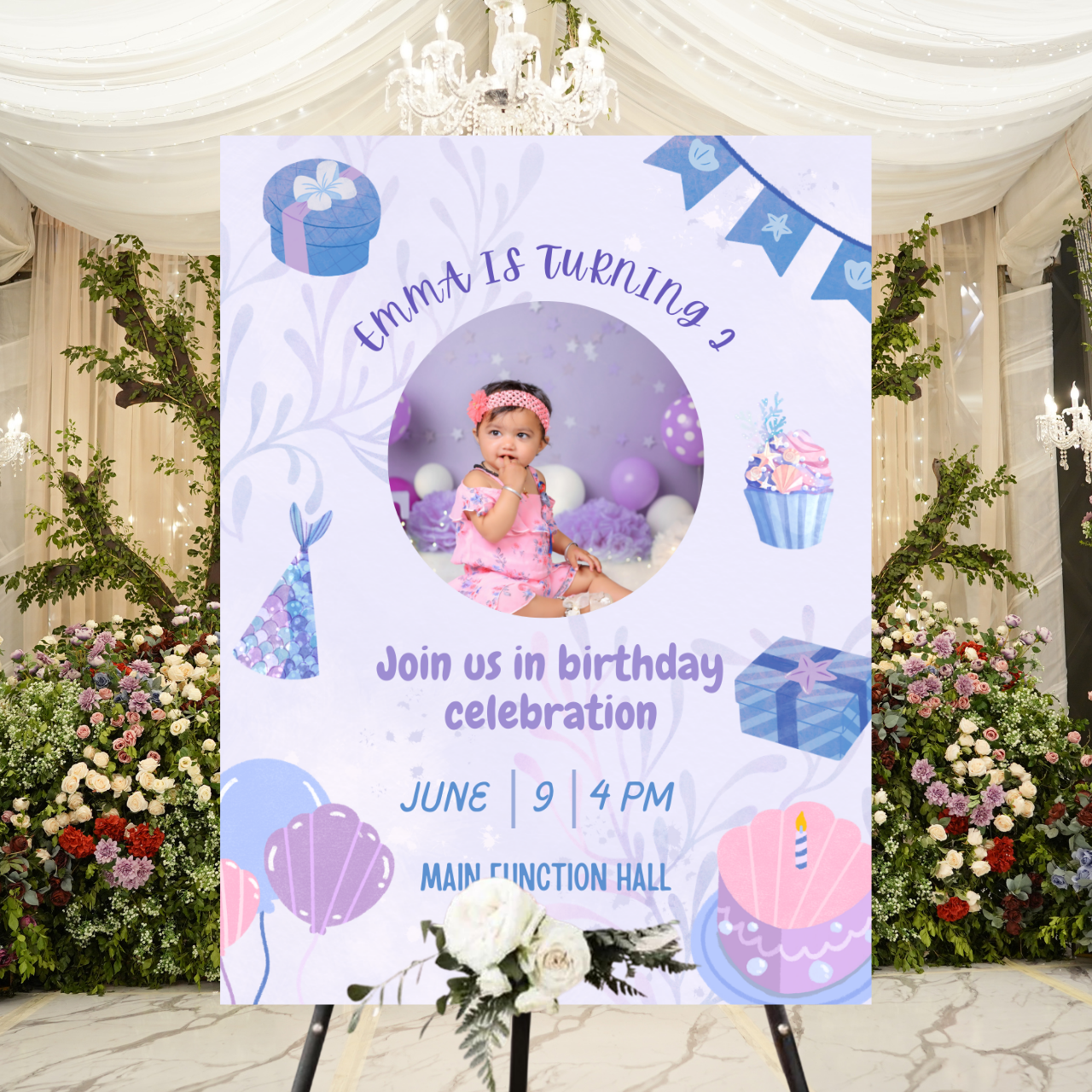 Birthday Welcome Banner - B09 | Chalkboard Banner | Easel Banner
