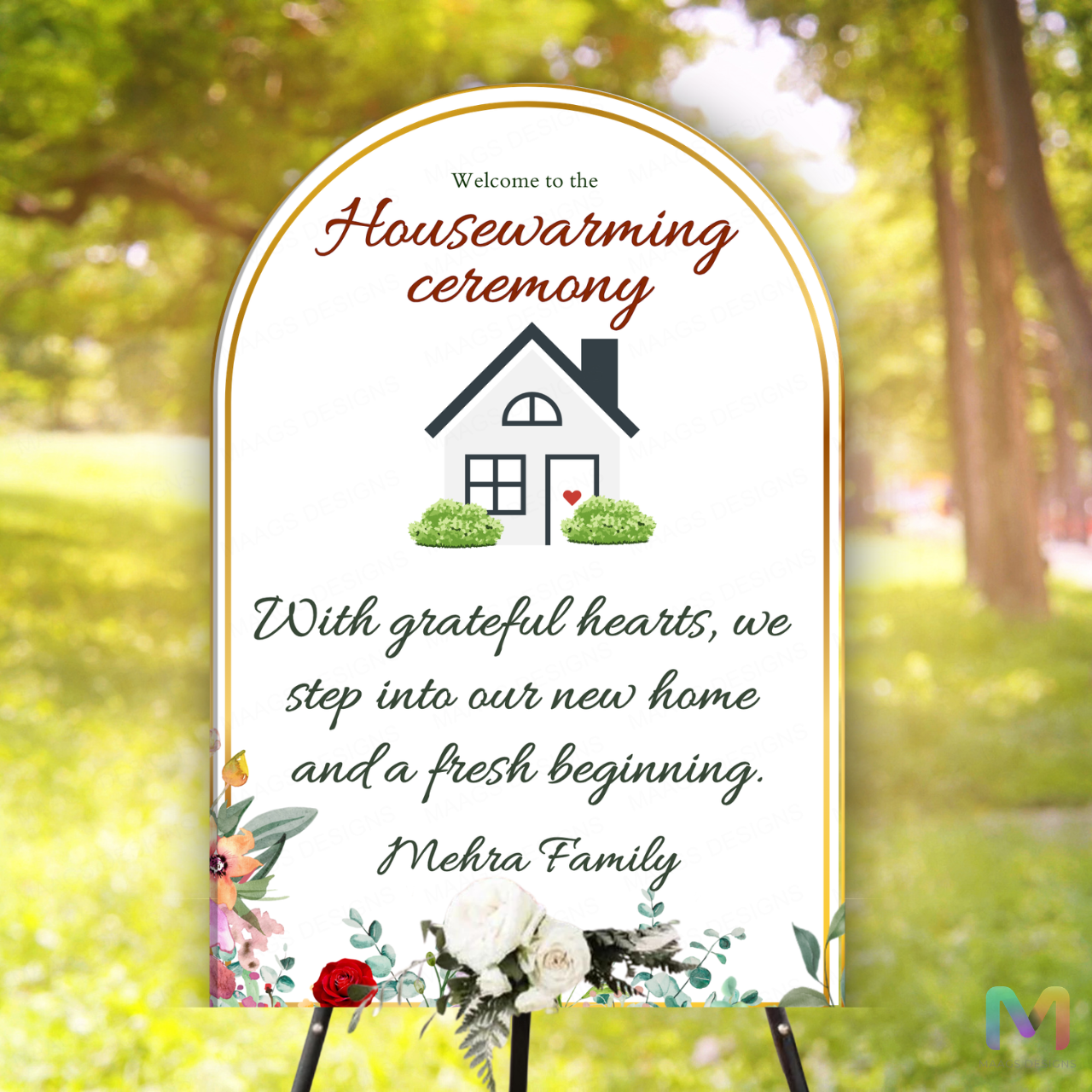 Housewarming Welcome Banner - #G07, Easel Banner 2 x 2.5 ft With Stand