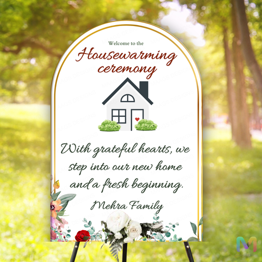 Housewarming Welcome Banner - #G07, Easel Banner 2 x 2.5 ft With Stand