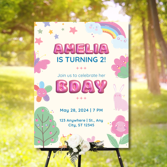 Birthday Welcome Banner - B06 | Chalkboard Banner | Easel Banner