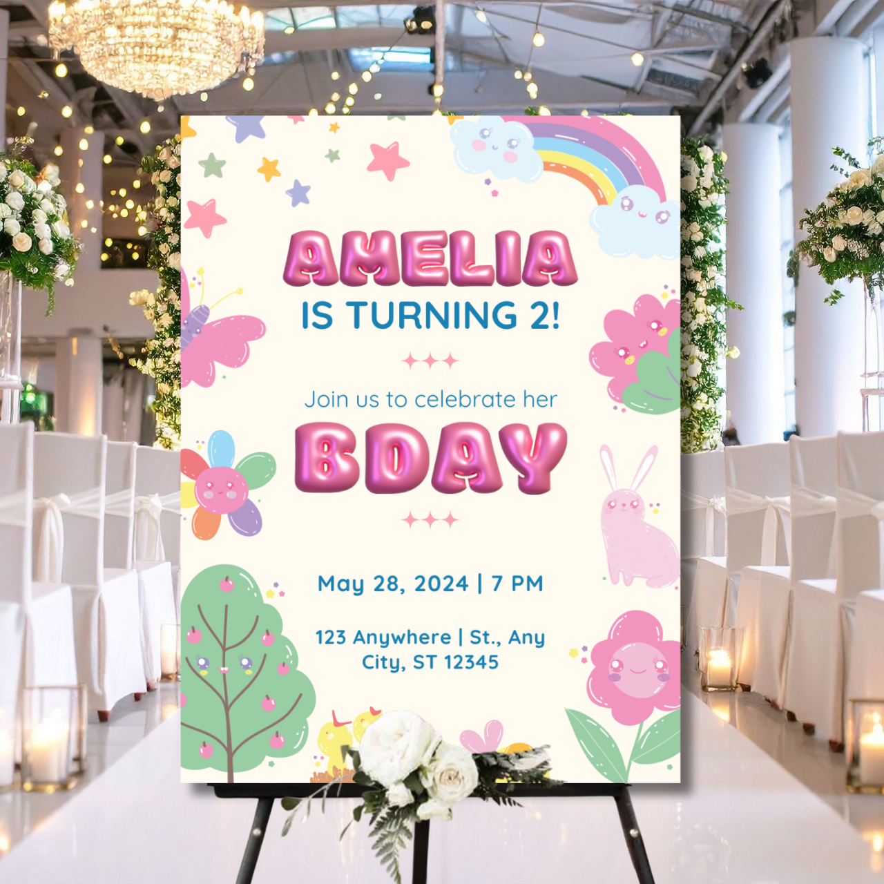 Birthday Welcome Banner - B06 | Chalkboard Banner | Easel Banner